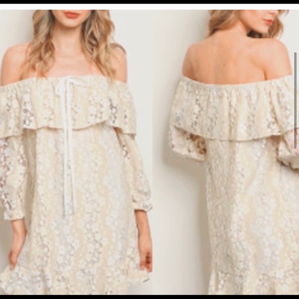 New!Clearance Bohemian long Sleeve Lace Dress - Picture 4 of 8